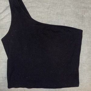 Garage one shoulder black top